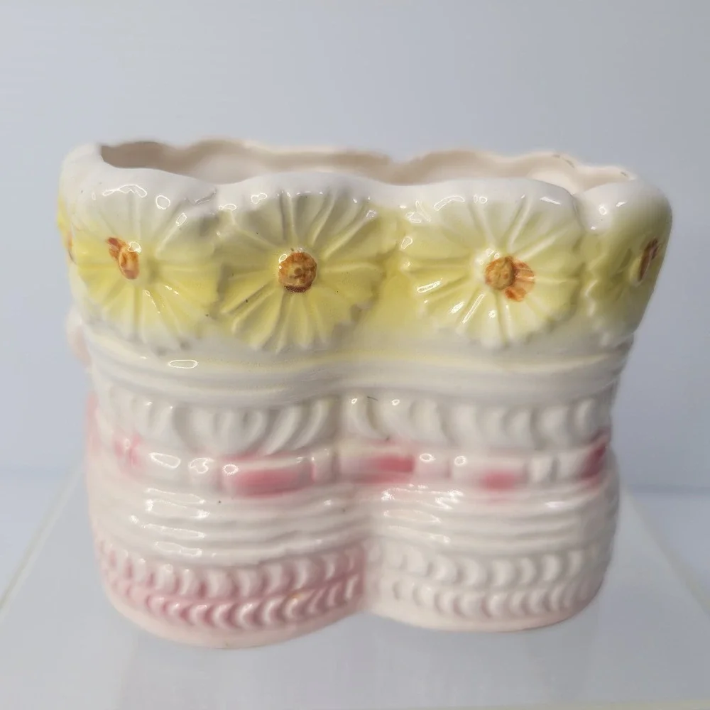 Rubens Planter‎ Kids Pink Floral Ceramic Boot Baby Shower Gift 302 Japan READ